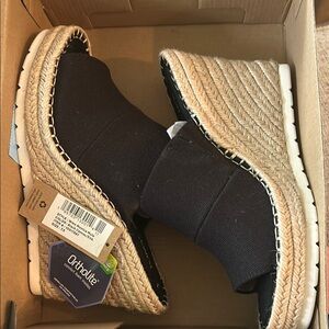 Toms Black Mules with Espadrille Sole